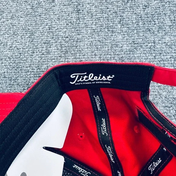 Titleist x Footjoy Mens Red Performance Golf Hat Pro V1 Adjustable Cap NEW - Picture 8 of 8